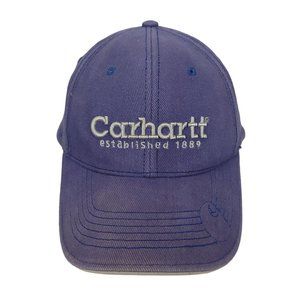 Carhartt Distressed Cap Blue Tuck Strap Slide Trucker Hat Embroidered Cotton